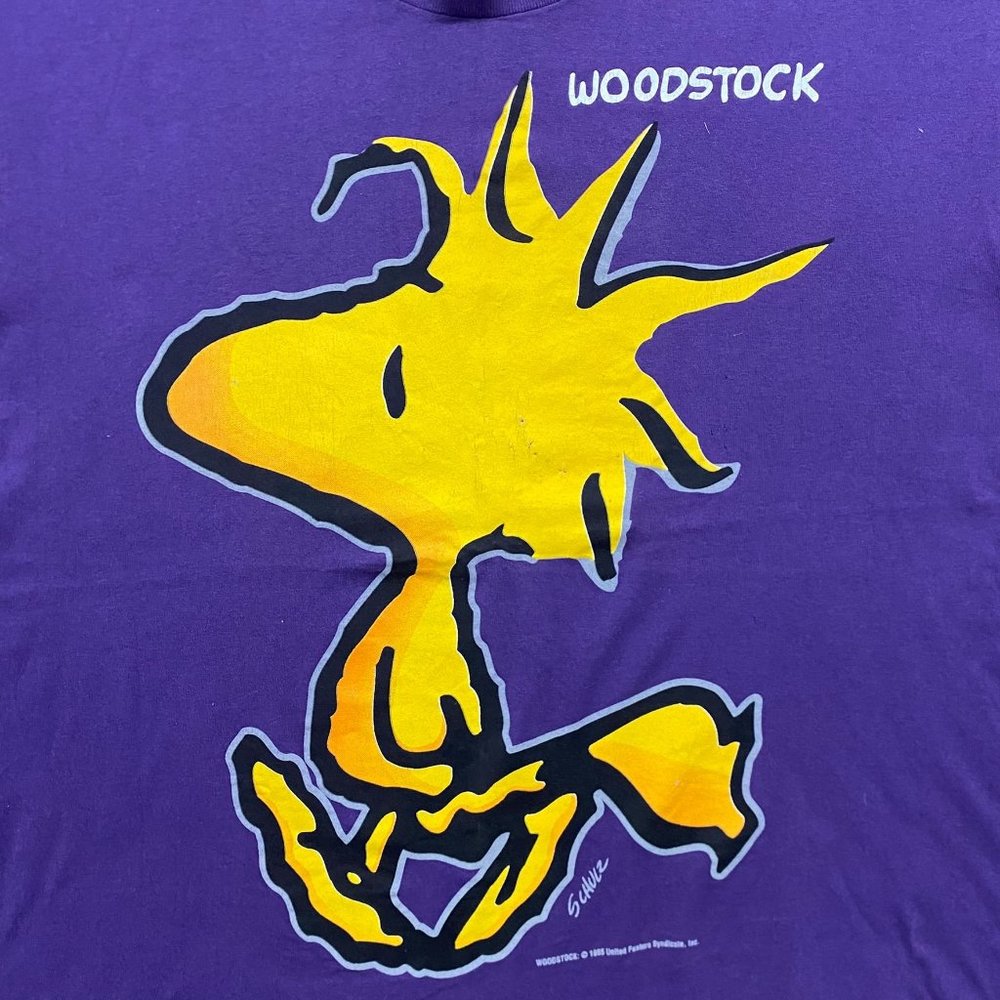 Vintage 80s Essential Peanuts Woodstock Comic AOP T-Shirt - Picture 2 of 6